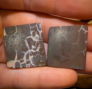 35.8cts - “Lightning out of Darkness” Koroit Nut Opal Matching Pair. TRIBAL PATTERN