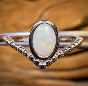 Bague en argent sterling avec opale de cristal d'Australie du Sud