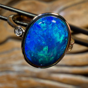 10k Gold - Australian Black Opal Doublet Ring
