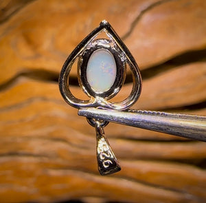 Sterling Silver - Solid South Australian White Opal Pendant