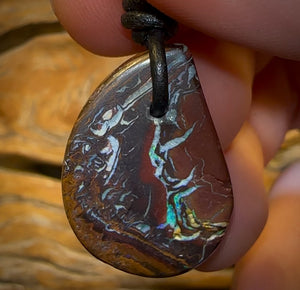 28 x 20mm - “Man in the Moon” Drilled Tribal Australian Boulder Opal Necklace
