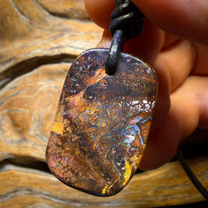 Wildcard! 32 x 21mm - Drilled Tribal Queensland Boulder Opal Necklace
