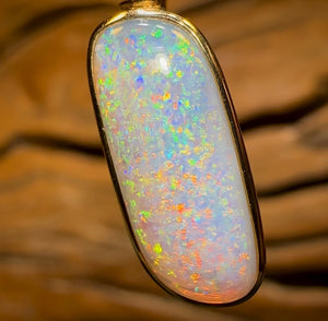14k Gold - Solid South Australian Crystal Opal Pendant
