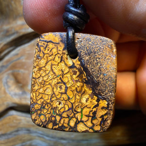 Bargain Card! 26 x 22mm - Pineapple Drilled Tribal Queensland Boulder Opal Necklace. Australian Opal
