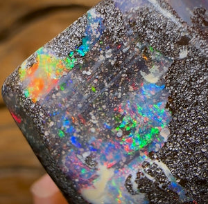 57.4cts - Australian Boulder Seam Opal Specimen Polished Electric Multicolour Bargain - Opal Whisperers