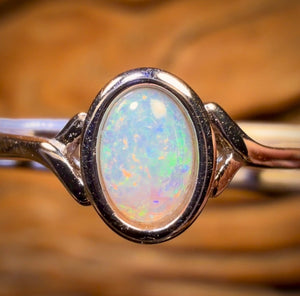 Bague en argent sterling avec opale de cristal d'Australie du Sud