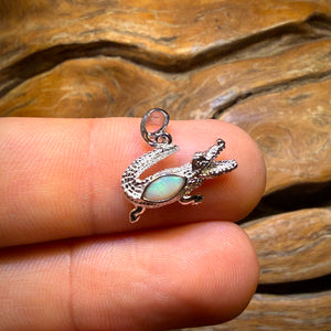 Sterling Silver - “Crocodile Style” Solid South Australian Crystal Opal Pendant