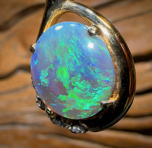 “Mums Piece 2”, Gold - Solid Lightning Ridge Black Opal Pendant Heritage Collection