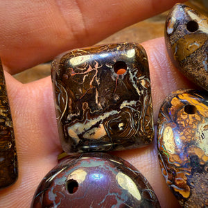🔒154.2cts - 5x Drilled Tribal Queensland Boulder Opals. BARGAIN Wholesale Parcel