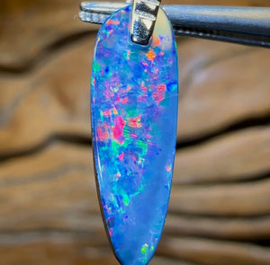Unique Sterling Silver - Drilled Australian Boulder Opal Doublet Pendant - Opal Whisperers