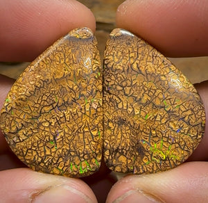 78.5cts - Intricate Tribal Pattern Yowah Nut Opal Pair - Opal Whisperers