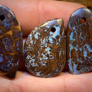 69.1cts - 3x Drilled Queensland Boulder Opals. BARGAIN Wholesale Parcel