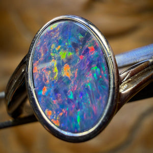 Sterling Silver - Queensland Boulder Opal Doublet Ring