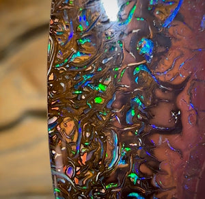 69.7cts - Tribal Pattern Koroit Nut Opal on Deep Ocre Red Ironstone - Opal Whisperers