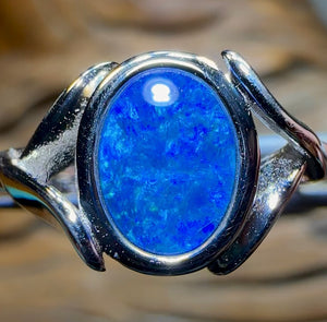 Sterling Silver - Queensland Boulder Opal Doublet Ring - Opal Whisperers