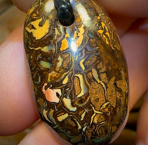 31 x 19mm - Drilled Boulder Opal Pendant w/ Eco Friendly Vegan Cord