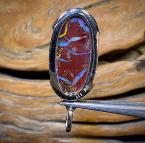 Sterling Silver - Solid Tribal Boulder Opal Pendant UNISEX