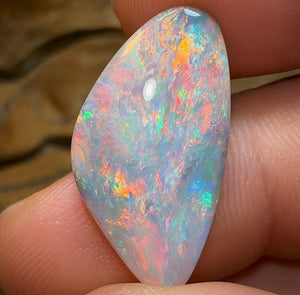 8.4cts - Lightning Ridge Semi Black Opal. Red Fire - Opal Whisperers
