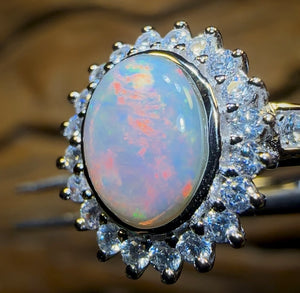 Sterling Silver - South Australian Solid White Opal Ring - Opal Whisperers