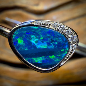 Sterling Silver - Australian Boulder Doublet Opal Bracelet