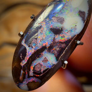 4.1cts - Yowah Nut Partial Crystal Centre Opal. Australian Boulder Opal