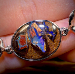 Sterling Silver - “Awesome” Solid Australian Boulder Opal Bracelet