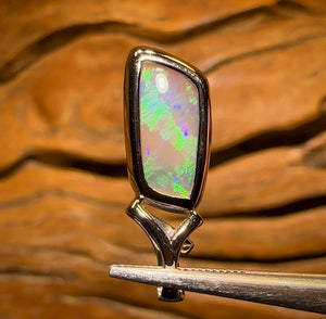 14k White Gold - Solid South Australian Crystal Opal Pendant