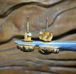 18k Gold - Australian Boulder Opal Doublet Earrings. Old Gold Price - Opal Whisperers