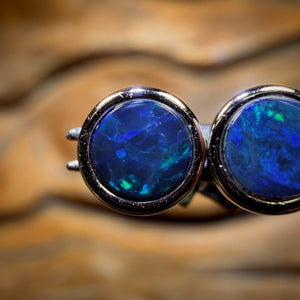 Sterling Silver - Australian Boulder Opal Doublet Stud Earrings