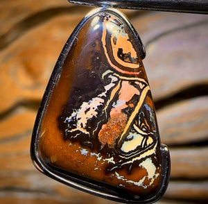 Daddy Storm Sterling Silver - UNISEX Solid Tribal Boulder Opal Pendant