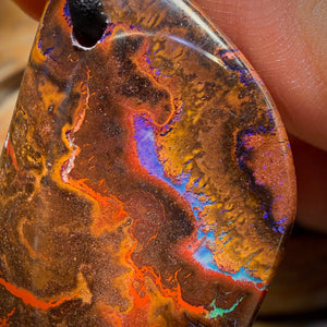 40 x 22mm - “Cosmos”Drilled Tribal Queensland Boulder Opal Necklace