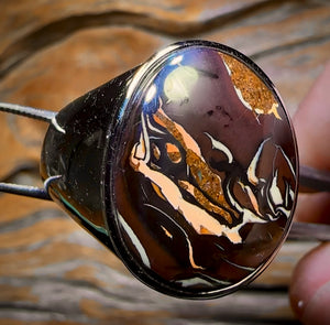 BIG DADDY Sterling Silver - Large Solid Tribal Boulder Opal Ring. Unisex