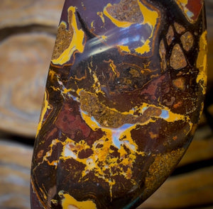 44 x 20mm - Drilled Boulder Opal Pendant w/ Eco Friendly Vegan Cord Double Sided