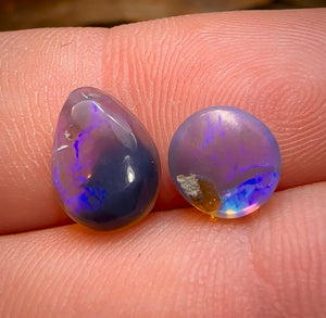 2.65cts - Lightning Ridge Crystal Opal Pair - Opal Whisperers