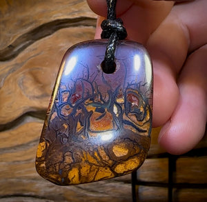 🔨 AUCTION 🔨 No Reserve 41 x 28mm - Drilled Boulder Opal Pendant w/ Eco Friendly Vegan Cord