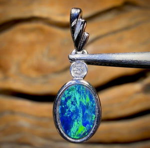14k White Gold - Queensland Boulder Opal Doublet Pendant Bargain