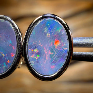 Sterling Silver - Australian Boulder Opal Doublet Stud Earrings
