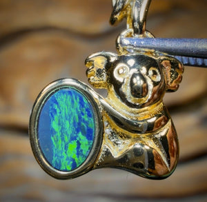 Sterling Silver Gold Plated - Australian Boulder Opal Doublet Pendant Bargain