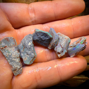 42,9ct - 6x Lightning Ridge Opal Rohpaket