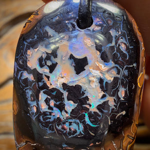 38 x 22mm - Spot the Picture Drilled Tribal Queensland Boulder Opal Necklace