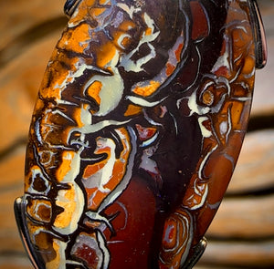 Daddy Landscape Sterling Silver - UNISEX Large Solid Tribal Boulder Opal Pendant