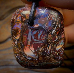 26 x 22mm - Drilled Tribal Queensland Boulder Opal Necklace