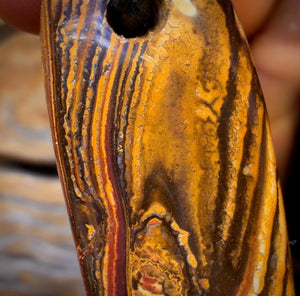 54 x 17mm - Drilled Boulder Opal Pendant w/ Eco Friendly Vegan Cord Picture Stone