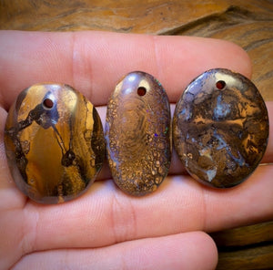 117.4cts - 3x Drilled Queensland Boulder Opals. Wholesale Parcel