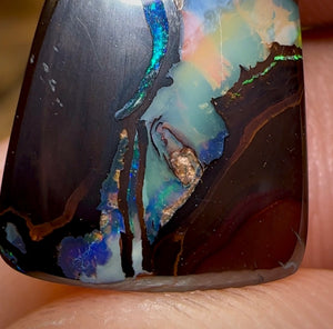 7.4cts - Koroit Crystal Center Nut Boulder Opal, Black Chocolate Ironstone - Opal Whisperers