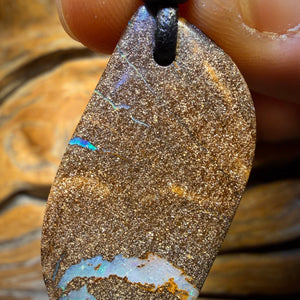 Half Price Card! 38 x 18mm - Drilled Australian Boulder Opal Necklace