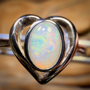 Bague en argent sterling avec opale de cristal d'Australie du Sud