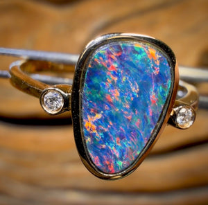 14k Gold - Queensland Boulder Opal Doublet Ring