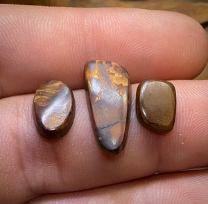 8.7cts - 3x Loose Queensland Boulder Black Opals. Wholesale Parcel - Opal Whisperers