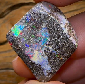 57.4cts - Australian Boulder Seam Opal Specimen Polished Electric Multicolour Bargain - Opal Whisperers